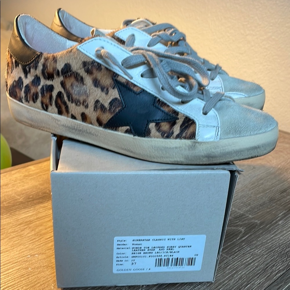 Golden Goose Suede and Leopard Print Skin Sneakers - Black and Tan